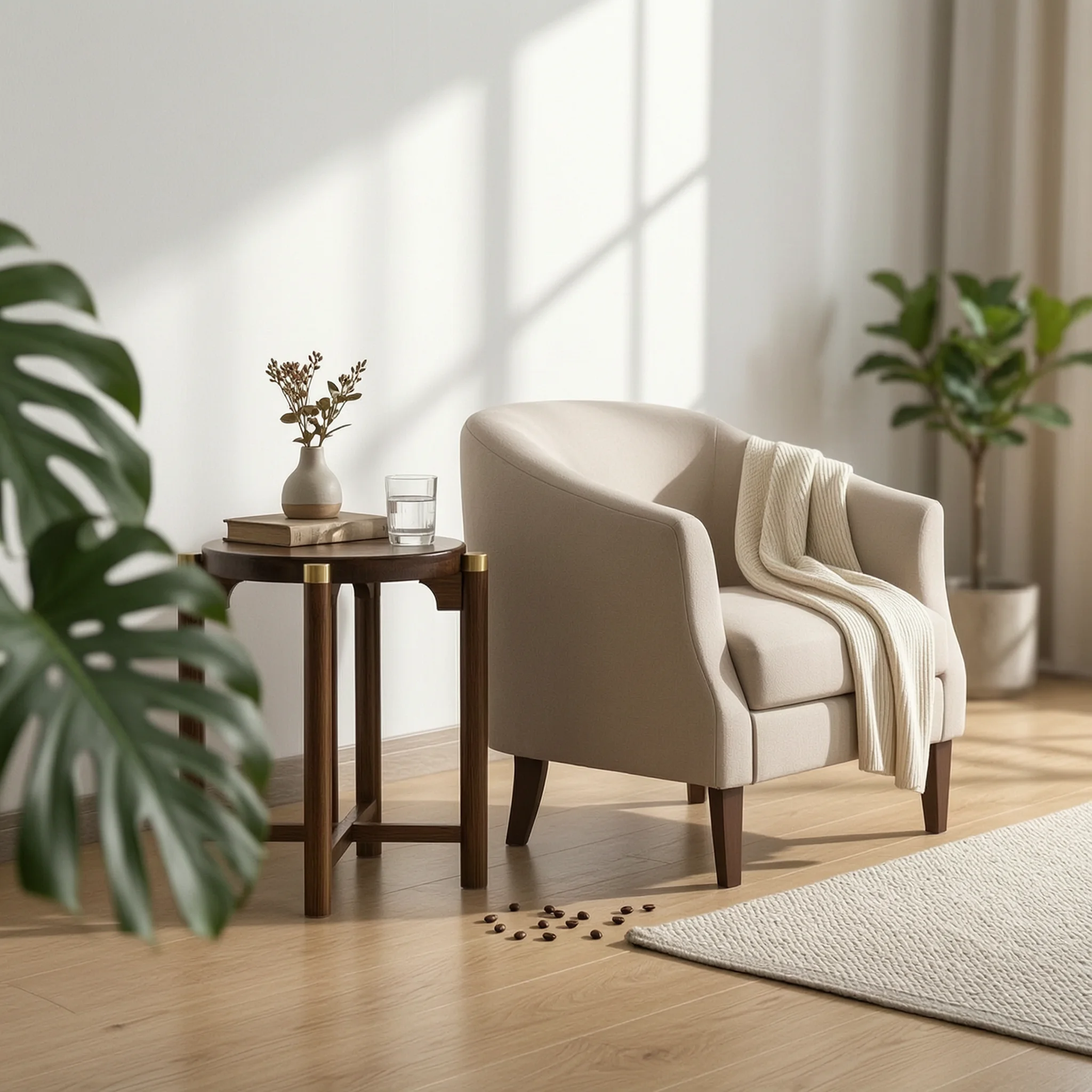 Bamboo Plant Stand Round Two-Tier Plant Stand Flower Pot Holder Compact Furniture Long-Lasting for Living Room, Balcony