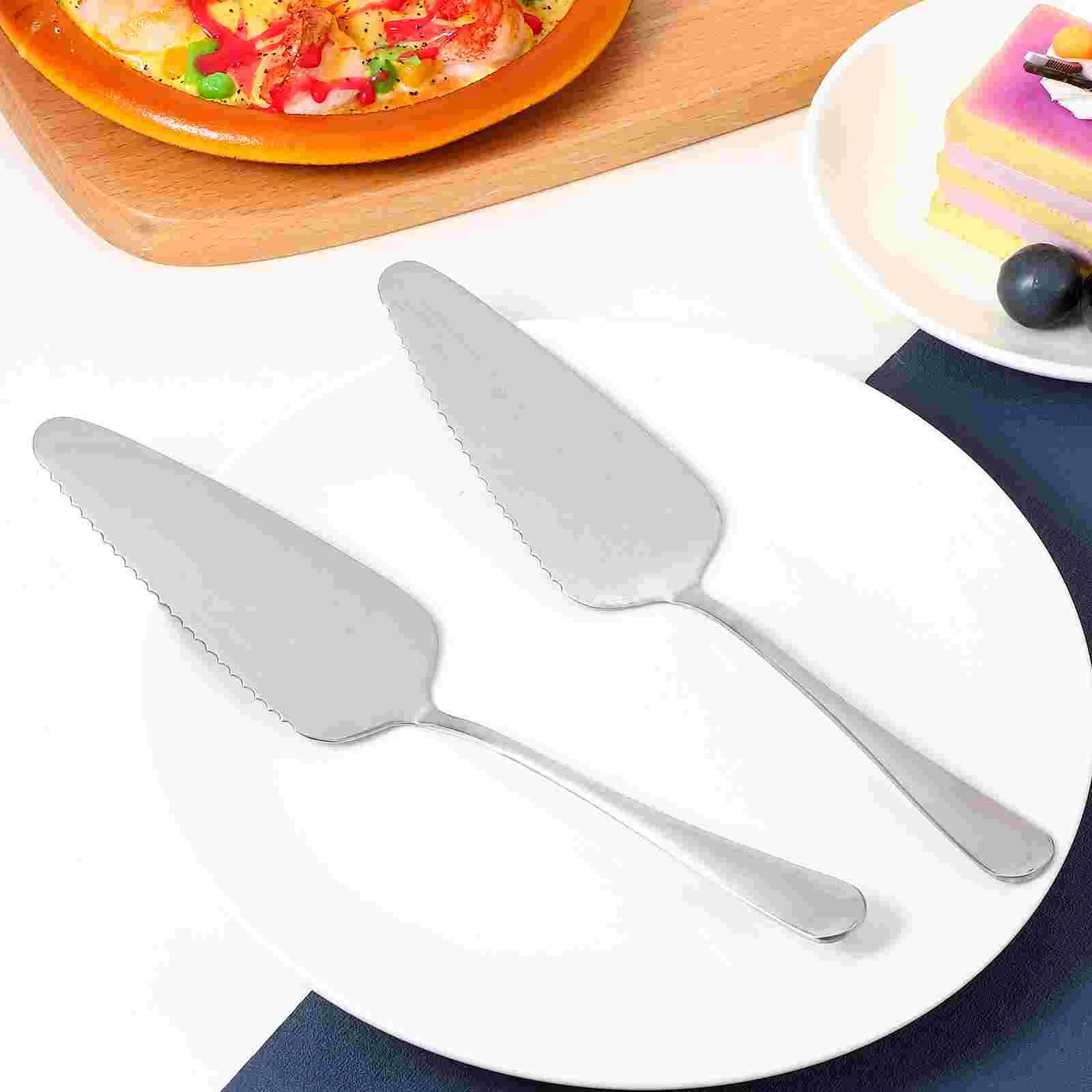 2 Pcs Cake Spatula Serving Tableware Wedding Party Supply Stainless Steel Server Travel Sever