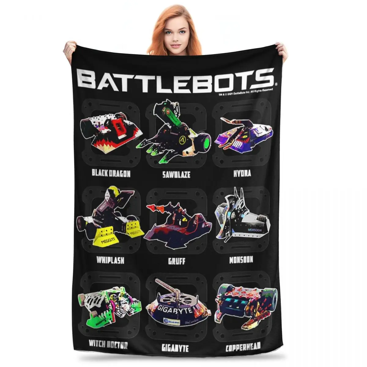 BattleBots Group Robot Photo Box Up Classic Blankets Flannel Lightweight Throw Blankets Sofa For Home Office Throws Bedspread