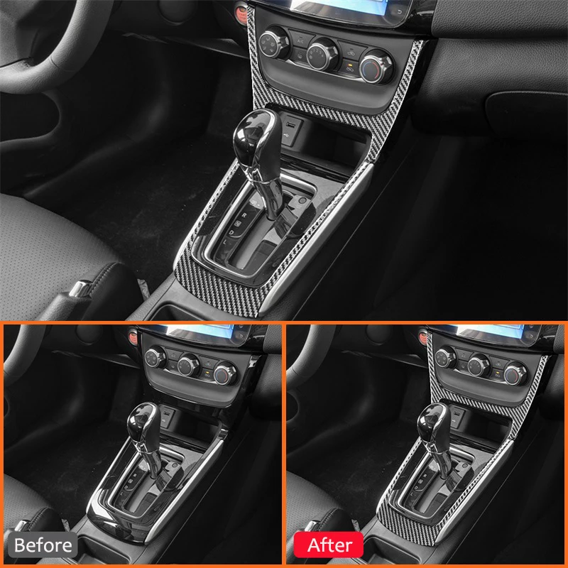 For Nissan Sentra 2016-2019 Accessories Carbon Fiber Car Central Control Button Knob Gear Shifter Panel Frame Decoration Sticker