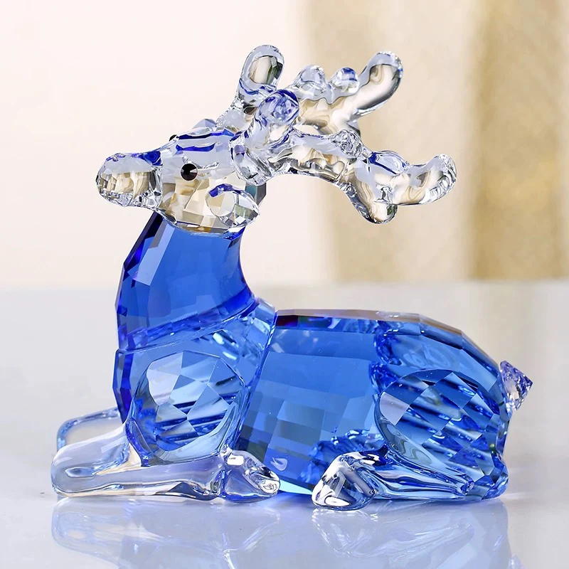 l*-Crystal Deer Ornament,Luxury Crystal Artworks,Deer Model Sculpture,Nordic Room Decor,Crafts Office Desktop Decoration,
