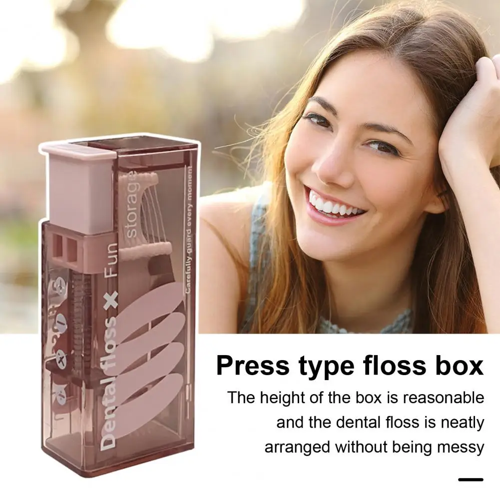 Press Floss Pick Box Portable Dental Floss Pick Storage Box for Travel with Push Button Organizer Keep Neat Odor-free Sturdy