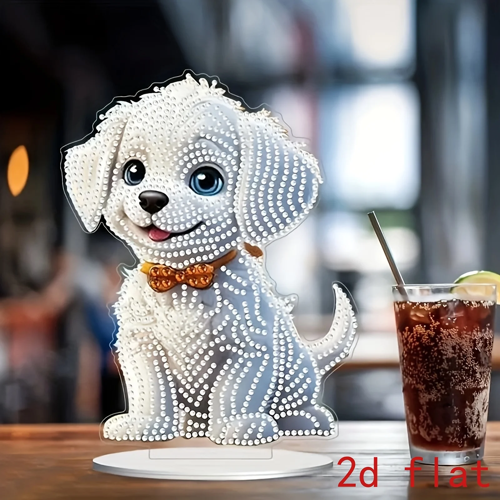 2D/flat diamond painting dog pattern decoration ornament, DIY unique irregular diamond design, suitable for home, bedroom, offic