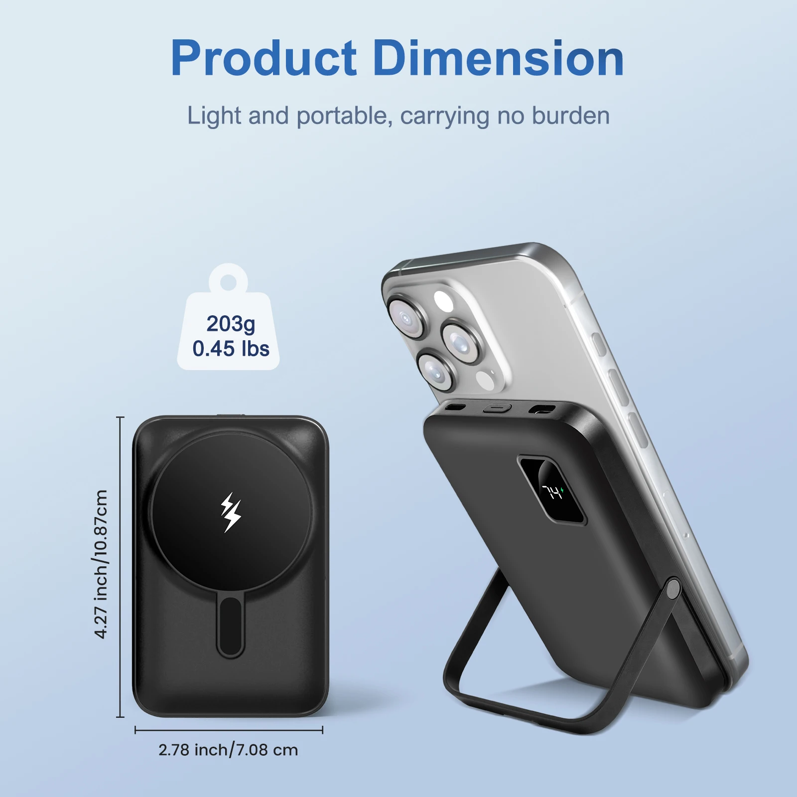 Banco de energía magnético, cargador inalámbrico de 10000mAh, batería externa portátil de carga rápida de 20W para iPhone serie 15/14/13/12