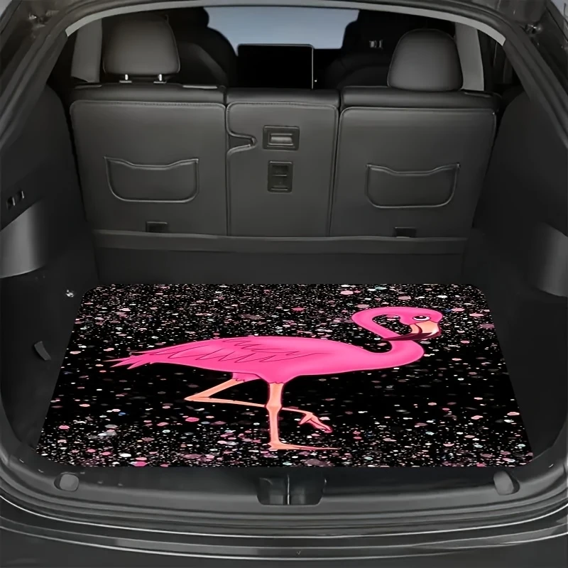 VIKAMA Pink Flamingo Car Trunk Mat Non Slip Dirt Trapping Cargo Liner Mat for SUV Truck Van Automotive Decor Rug