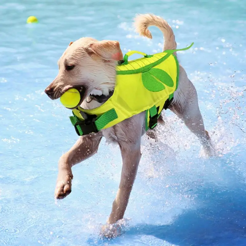 Dog Life Vest For Swimming Ripstop Waterproof Lifejacket For Dogs With Handle Adjustable Fashionable Dog Swimsuit With