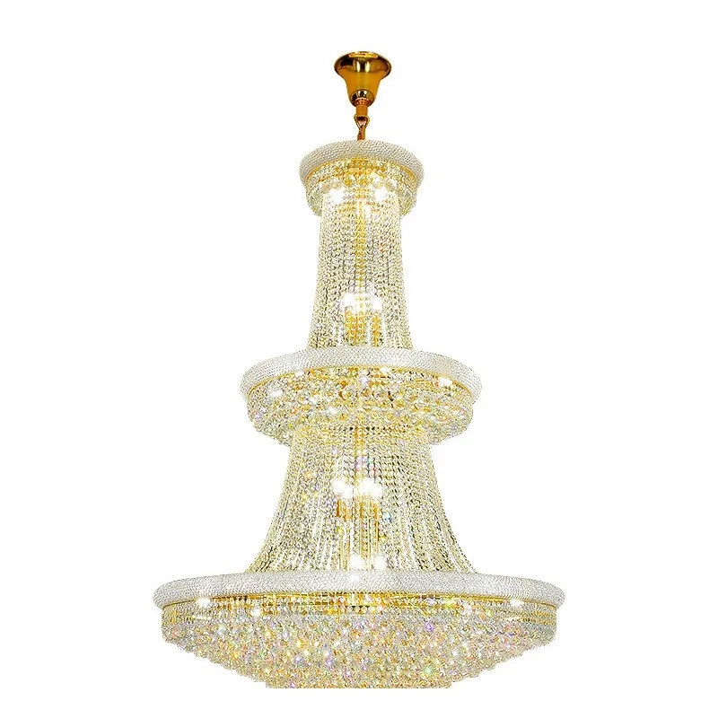 Crystal chandelier, living room headlight, modern luxury high-end chandelier, duplex floor overhanging villa chandelier