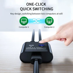 USB Printer Sharing Device 2 In 1 Out Printer Sharing Device 2-Port Manual Kvm Switching Splitter Hub Converter Plug And Play