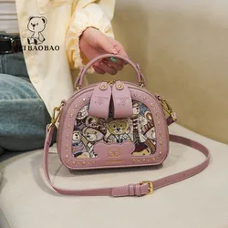 Beibaobao Leisure Crossbody Bag for Women in 2024 New Fashionable Bear Design One Shoulder Portable Lightweight Small Round Bag