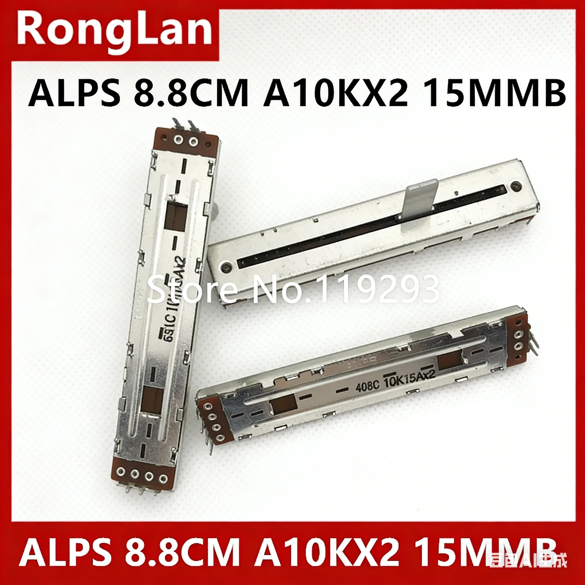 [BELLA]Japanese production ALPS 8.8 cm 88MM A10KX2 10KAX2 50KAX2 A50KX2 sliding double potentiomete A50K A10K- Shank 13MM/15MM