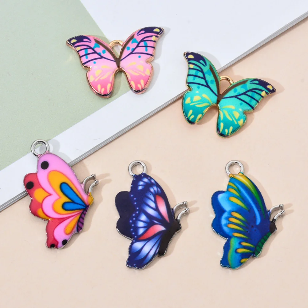 

20 Pcs Butterfly Pendant Ornaments Jewelry Making Charms Butterflies DIY Craft Alloy for Women's