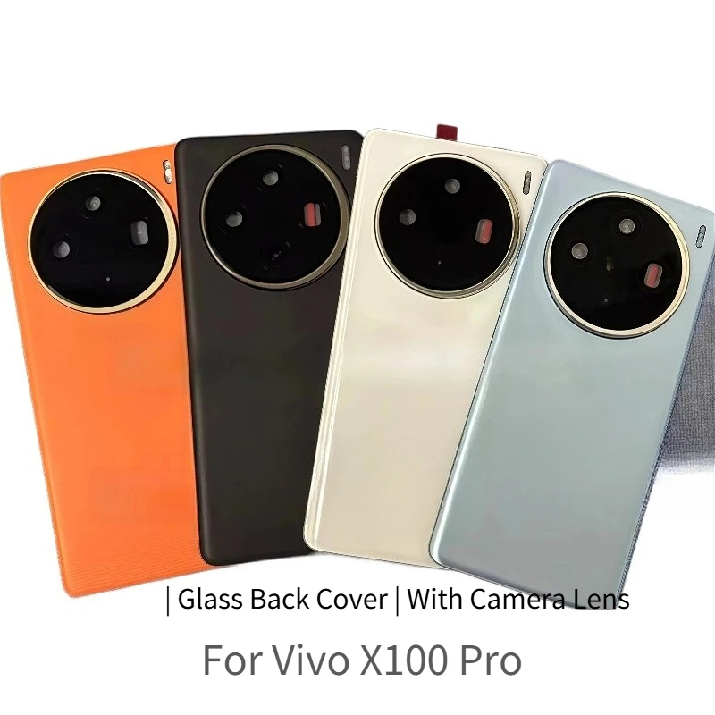 Glass Battery Back Cover For Vivo X100 Pro Rear Housing Replacement With Camera frame Lens & Adhesive Repair Parts