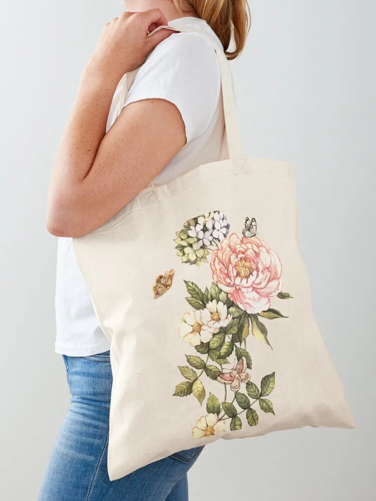 

Watercolor vintage floral motifs Tote Bag tote bag university women bag Big Portable shopping