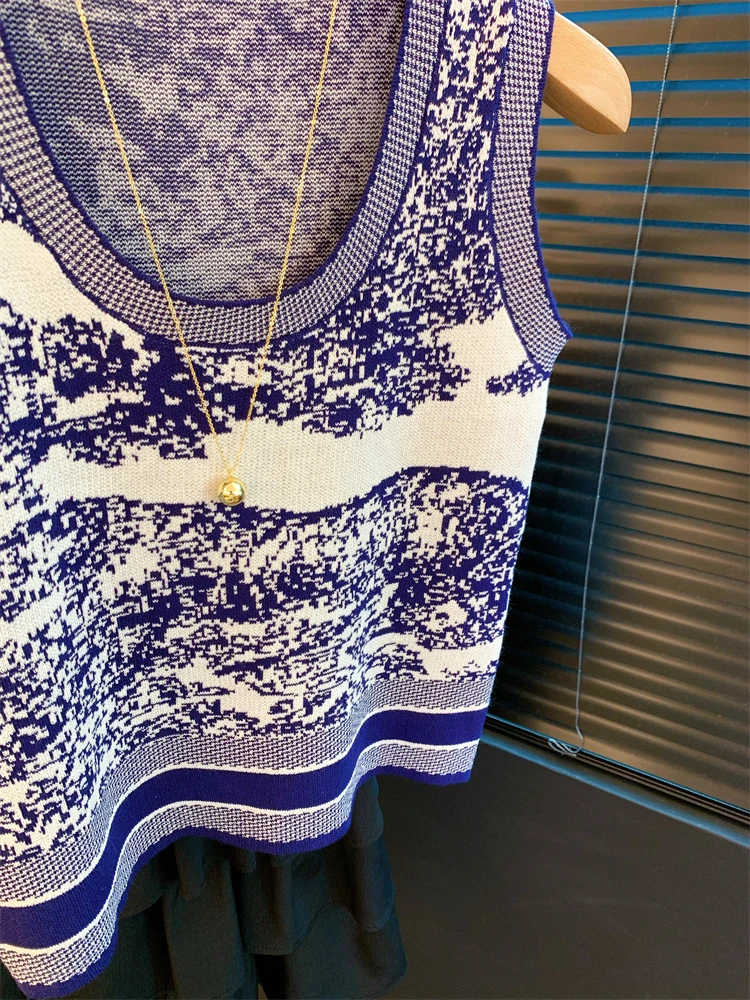 

Women's Knitted Floral Embroidery Vest Top Summer Layering oulder Pad Small irt Korean Sle Slim Fit Silk Fabric