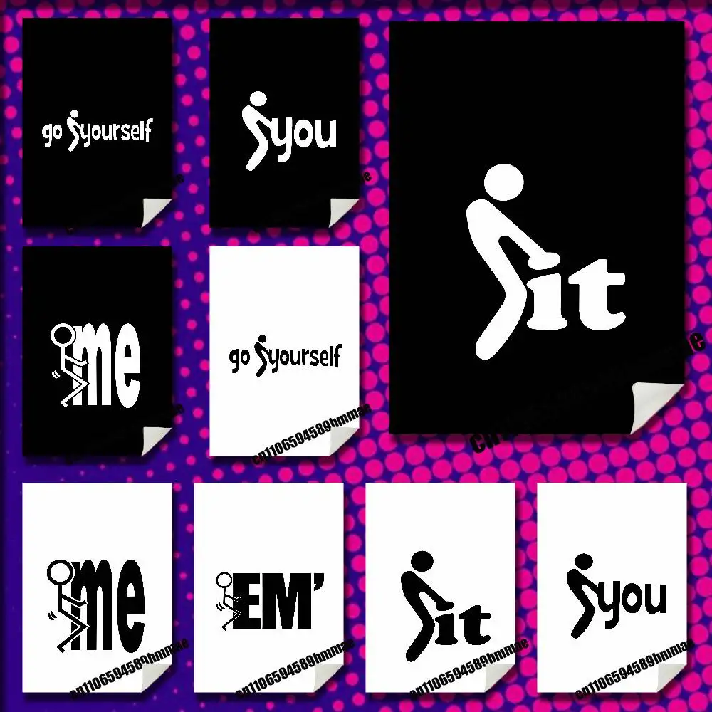 

For Funny F it You Me Yourself Poster Wall Murals Paper Home 21x30cm Self-adhesive Decoration Sticker Playbill Cover