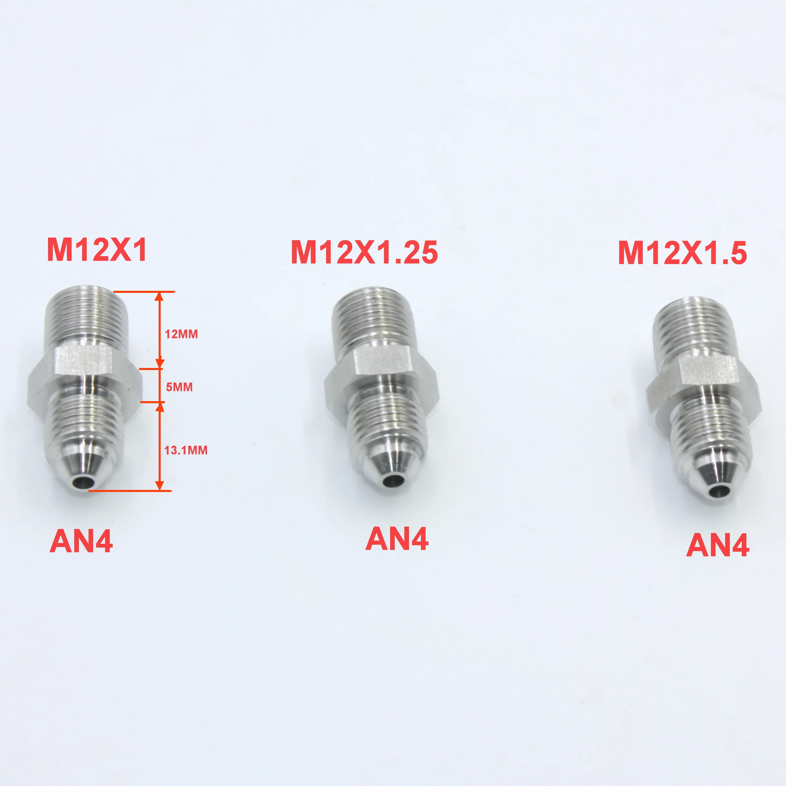 Stainless Brake Line Adapter -4 Male AN4 ( 7/16-20UNF ) To Male M12x1 M12x1.25 M12x1.5