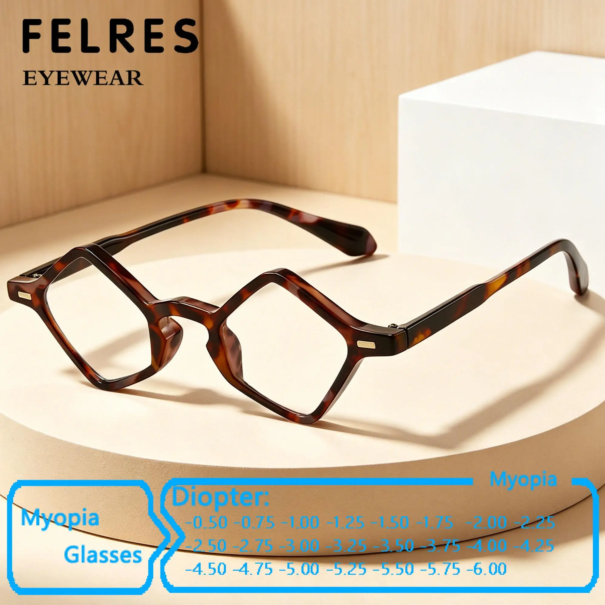 Negative Diopter -0.5-1.0 To-6.0 Myopia Glasses Women Anti Blue Light Irregular Nearsighted Eyewear Men Optical Prescription Len