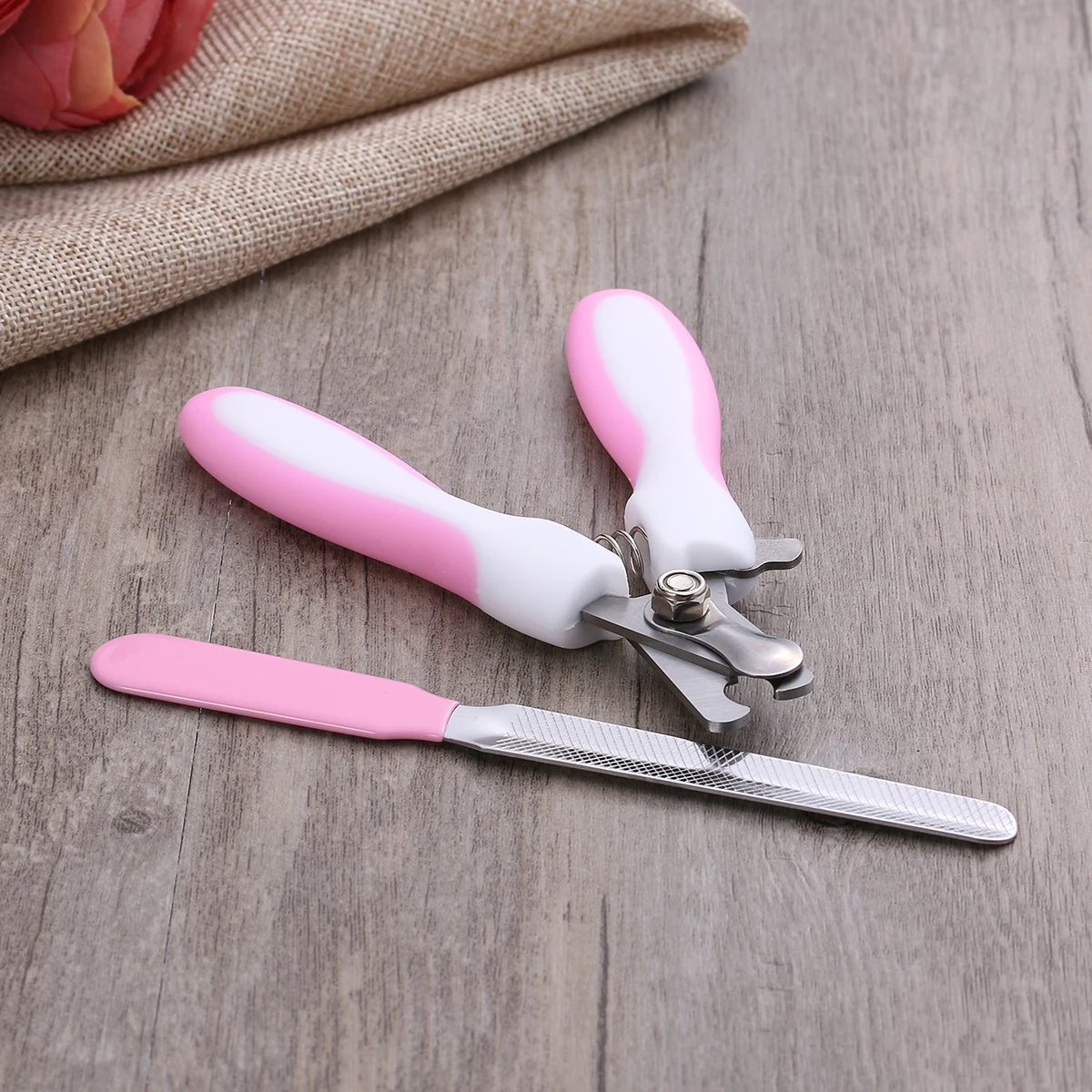 

Stainless Steel Pet Nail Clippers For Dogs Cats Non-Slip Ergonomic Grooming Tool Razor Blades Pink Dog Nail Clipper