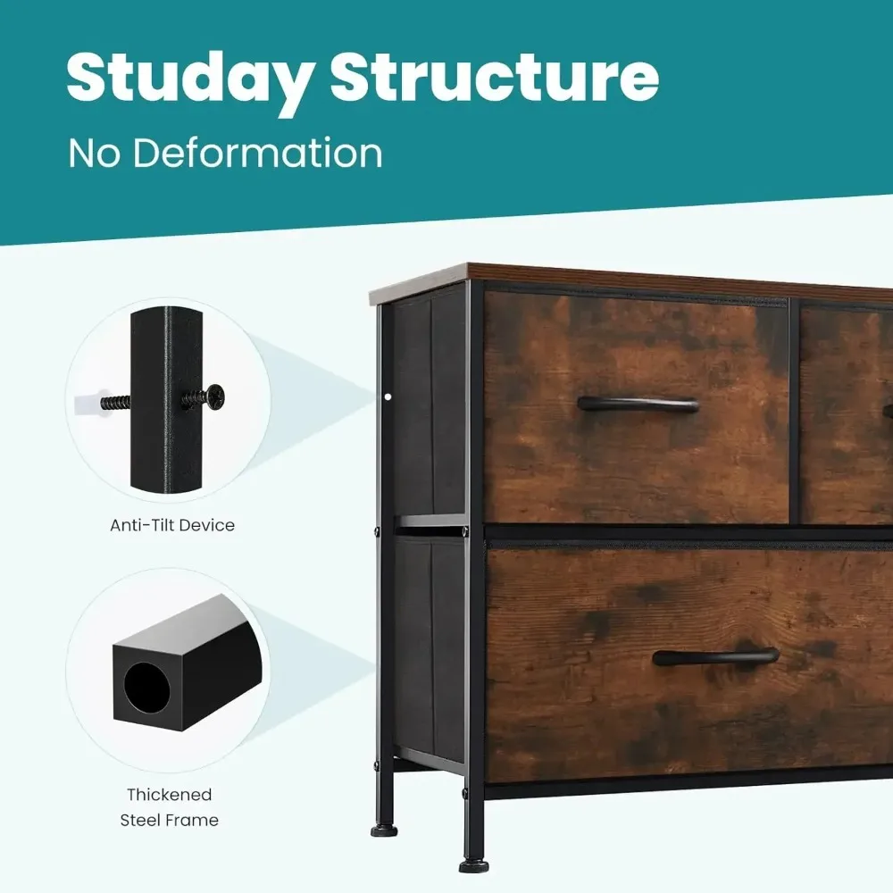 Dresser for Bedroom, Storage with 5 Drawer Organizer Closet Chest Small Clothes Fabric Cabinet, Kids Furniture Drawer Binis image 6