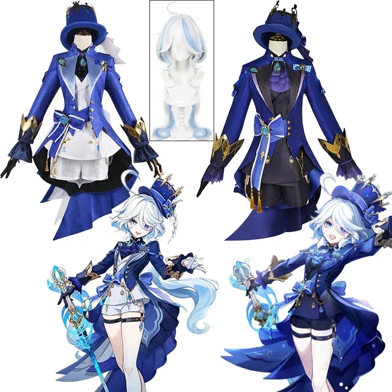 

Bear's Den Furina Genshin Impact Cosplay Game Focalors Uniform Dress Wig Halloween Costume for Women New 2025