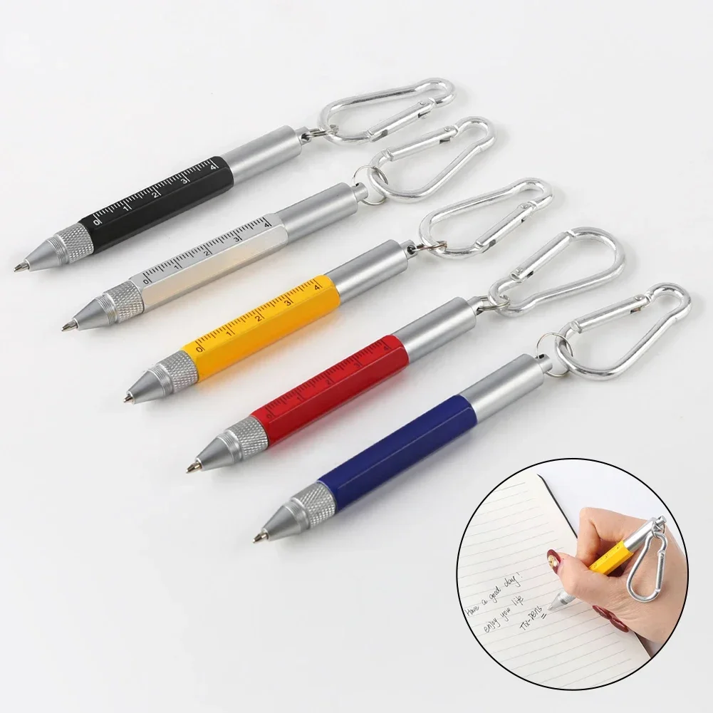 Mini Multifunction Ballpoint Pen Stylus 6 In 1 Metal Screwdriver Touch Screen Tool Pen Small Scale Keychain Pens Accessories