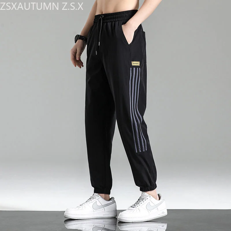 Pants Men's Summer Casual Sports Pants Tide Sweatpants Loose Summer Black Bundle Foot Speed Dry Trousers Tracksuit Pants Male