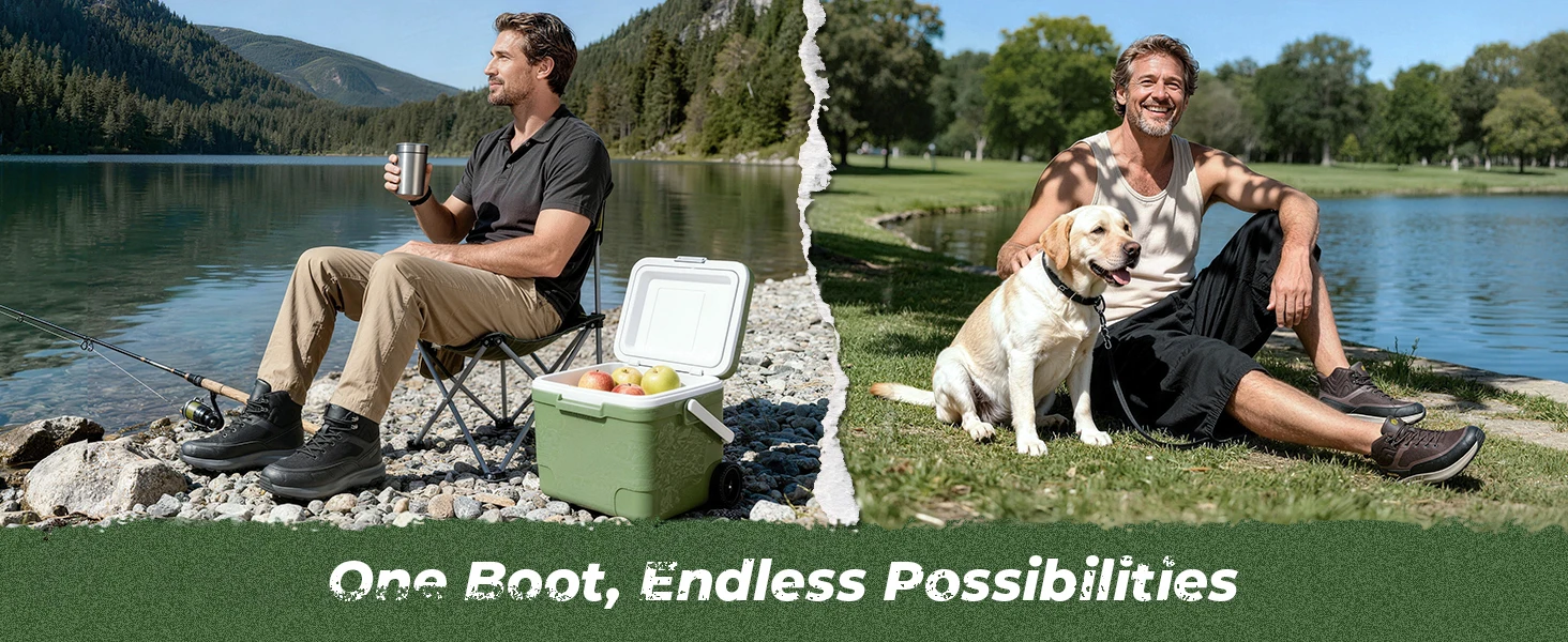 FitVille Extra Breite Wanderschuhe Mittelhohe Leder-Kletterschuhe für Herren Wasserfeste Trekkingstiefel mit Gewölbeunterstützung Rutschfest – Detail 8