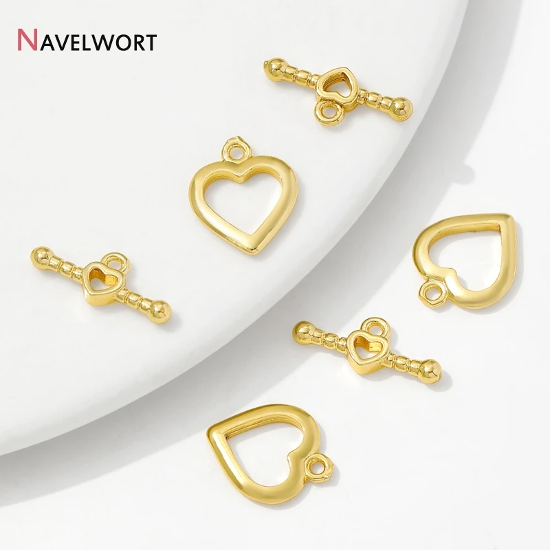 

14K Gold Plated Brass Heart OT Clasps Toggle Clasps Hooks Connector,For Bracelet Necklace Making Accessories,Jewelry Materials