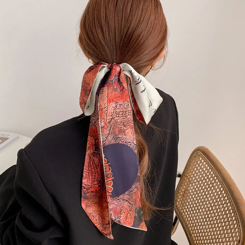 New Floral Headband Ribbon Chinese Style Headscarves Oil Painting Butterfly Tie Hair