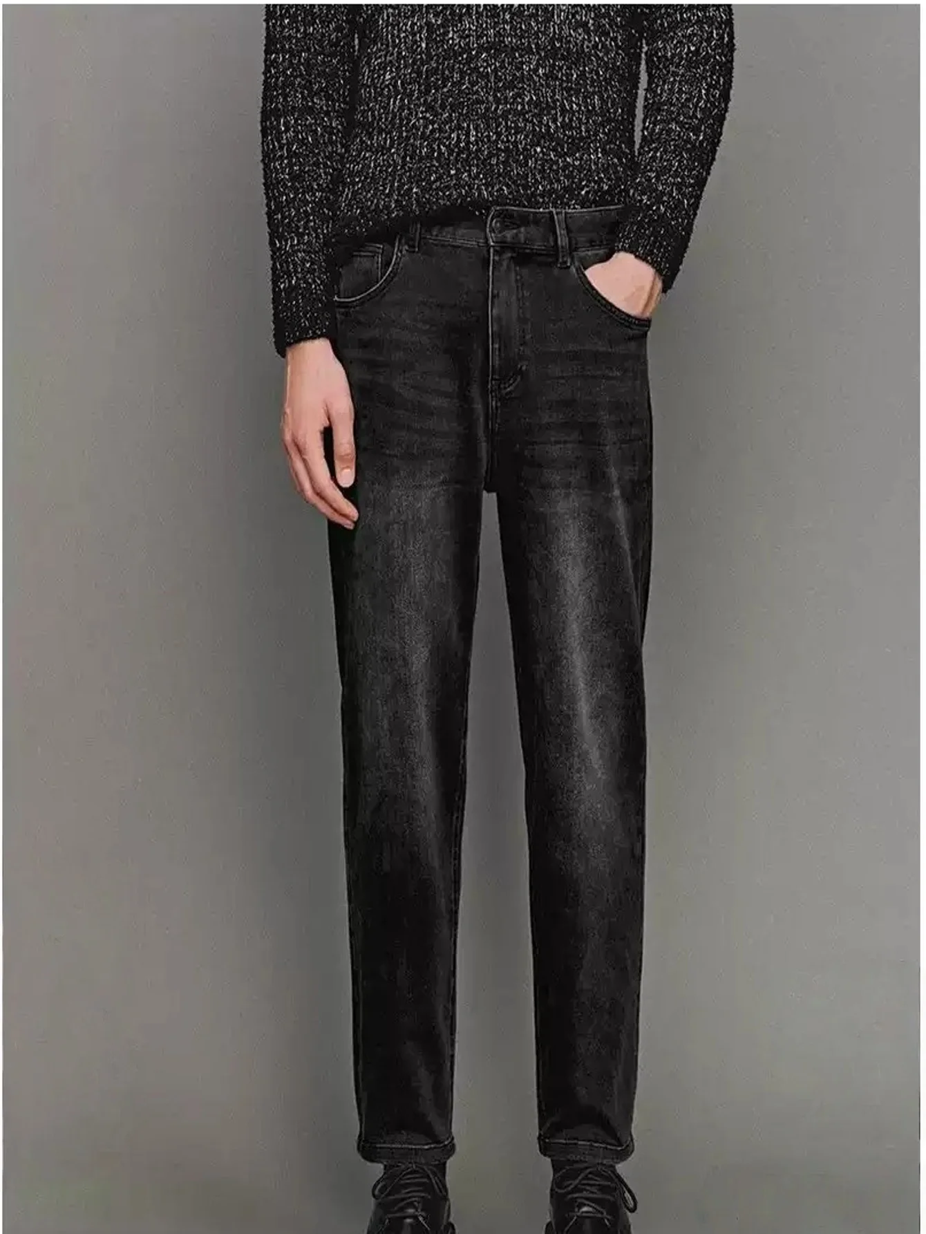 Black Slim Man Jeans Pant Unisex Original Drip Y2k Basic Denim Trousers No accessories or belts included