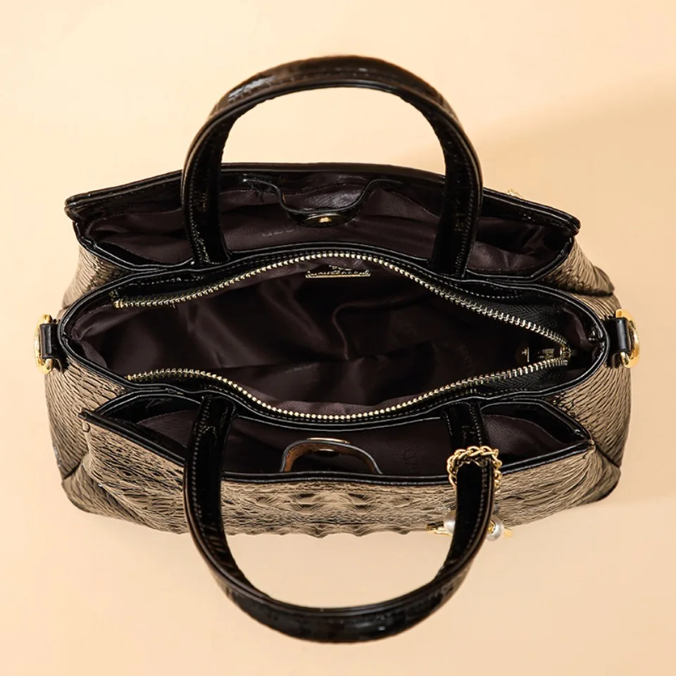 Three Layers Retro Crossbody shoudler Bags for Women High Quality Stone Patent Leather Handbags Luxury Designer Shopper Hand Sac