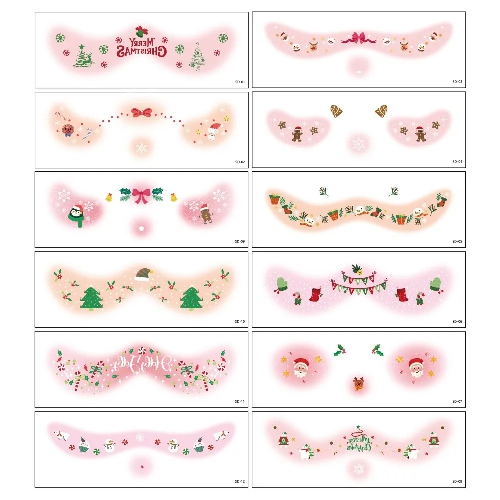 

12 шт., художественные наклейки, рождественские наклейки для макияжа, стиль лица, дизайн макияжа глаз, наклейки для макияжа глаз, наклейки для лица, косплей