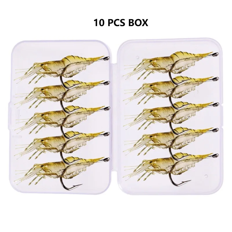 1,2g 4,5cm 10/30/50 Stück Box Isca Künstlicher Weicher Garnelen-Köder Wurm für Angelköder Haken Scharfer Crankbait Köder Silikon-Garnelen-Köder