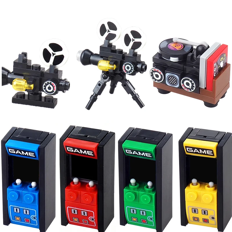 MOC Building Blocks Computer Desk Display Electronic Screen Console Generator Printing Machine Aerospace Kit Printed Brick Toy