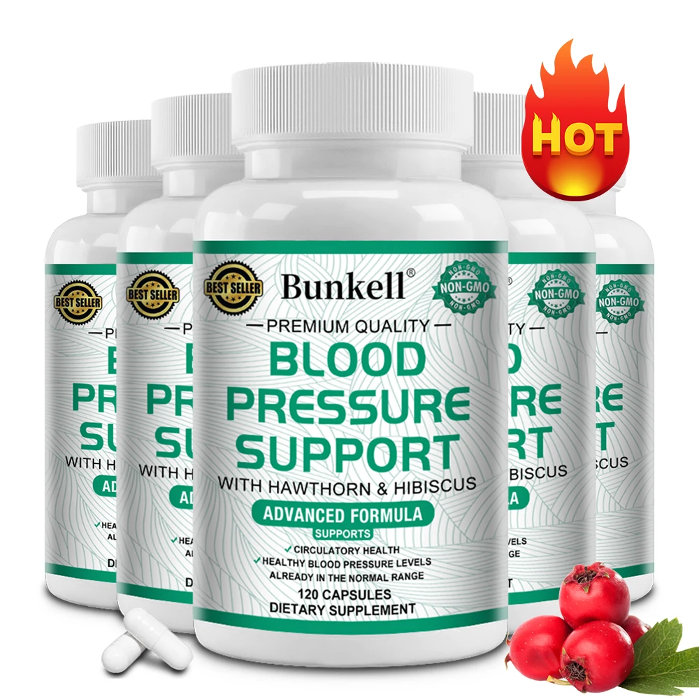 

Hawthorn, Hibiscus and Garlic Blood Pressure Capsules - Support Healthy Cardiovascular and Circulatory Health, Gluten-free