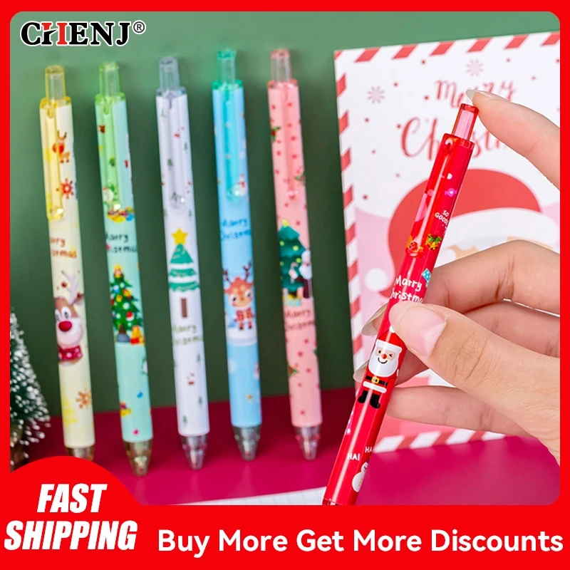 

1/6pcs Christmas Gel Pens 0.5mm Black Ink Retractable Pen For Writing Lovely Signature Pens School Office Suppliers Kids Gifts