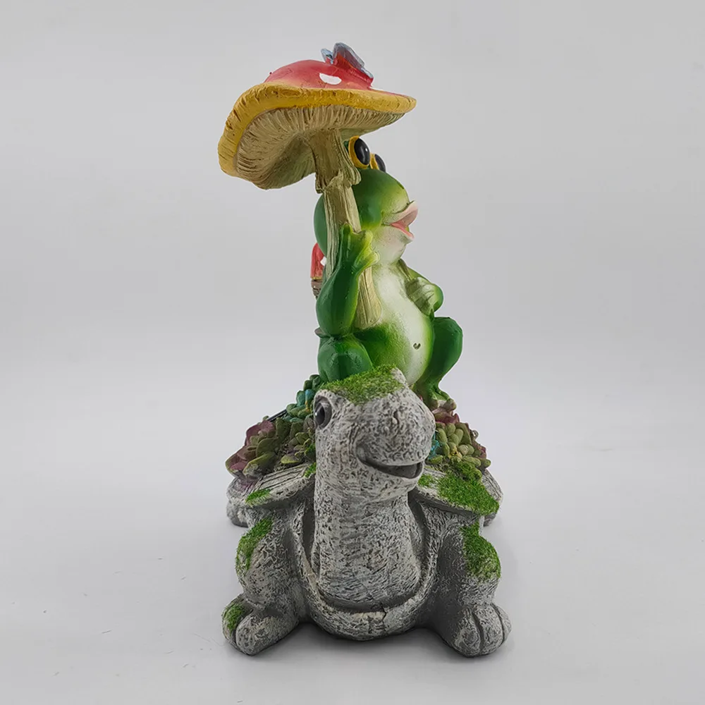 家の装飾樹脂ソーラーガーデン装飾品カエル亀ガーデニング置物かわいい工芸品庭中庭キノコランプ装飾
