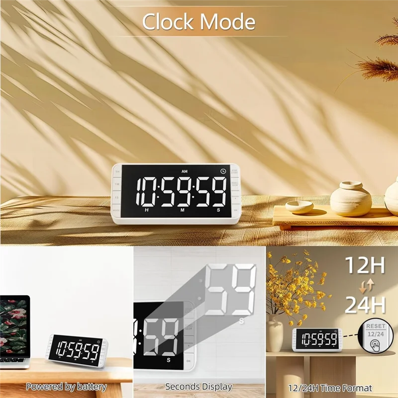 

T99C-Kitchen Clock Timer 7.8'' Large LED Display For Classroom For Home Gym Garage Boxing