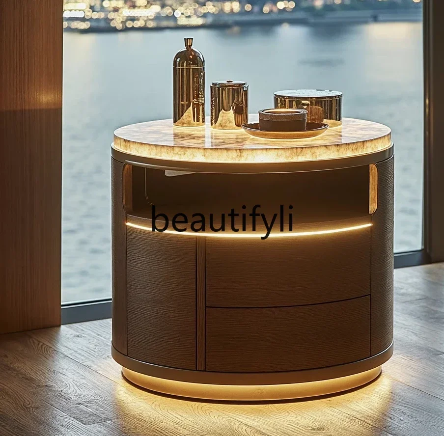 GFrench modern simple light luxury convenient locker luminous bedroom high-end design, bedside table