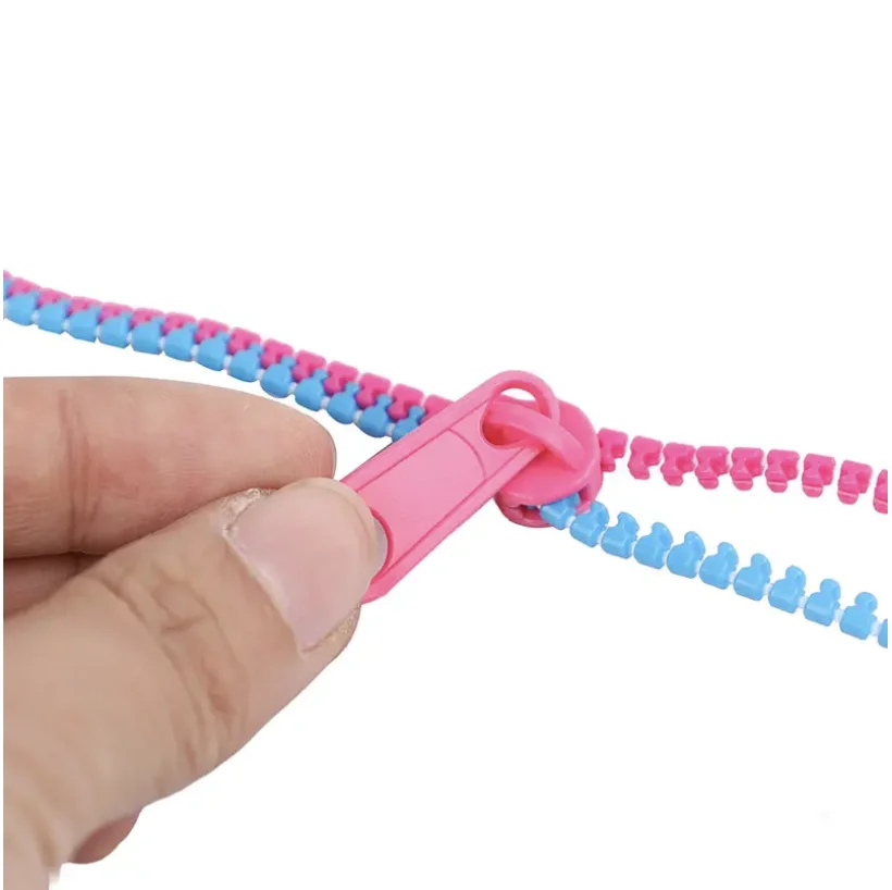 10 pçs doce cor dupla zíper pulseira de plástico diversão alívio do estresse brinquedo sensorial festa amizade pulseira moda decoração