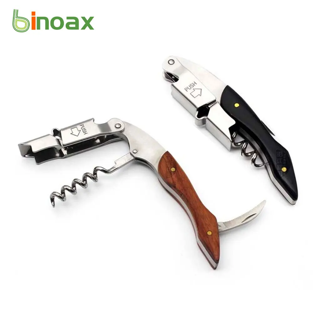 

Rosewood Wood Handle Stainless Red Wine Corkscrew Double Hinge Waiters Wine Bottle Beer Cap Opener