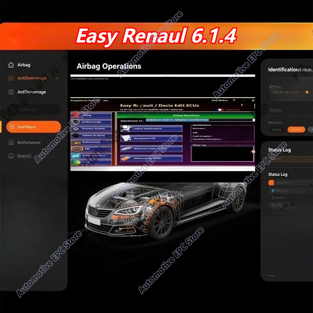 New Car Maintenance Easy Renaul 6.1.4 for obd2 scanner ECU Programmer Clear Crash Airbag Card Key UCH Cleaner WorK with Renolink