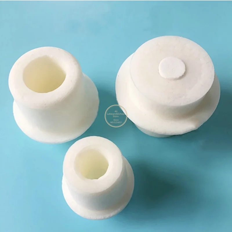 5pcs Laboratory Silicone Bung With Hole Stoppers Airlock Bubbler Triangular flask plug stopper