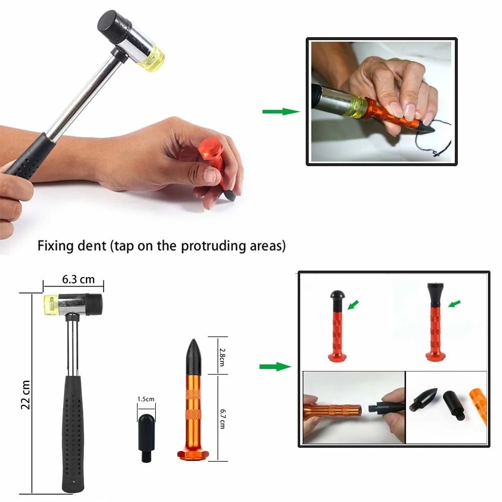 Car Dent Removal Repair Tool Auto Dent Body Puller Kit Garage Tool 18+ Suction Cup Lift Bridge Hammer Bodywork Take Out Car Buns