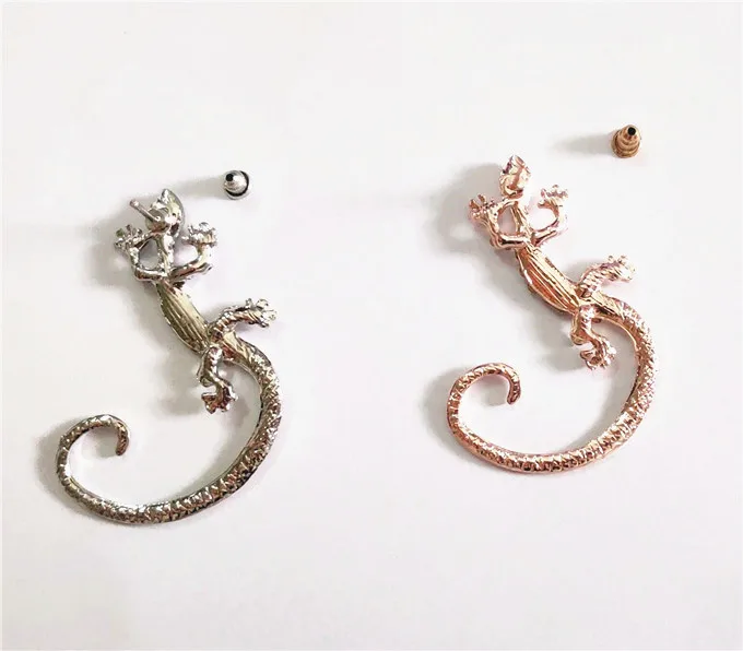 2023 модные серьги-манжеты для ушей, роскошные элегантные серьги из розового золота с крупными ящерицами Гекко
