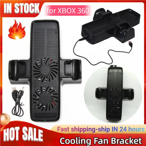 Ventilador de refrigeración de consola para XBOX 360, controlador de juegos ABS, doble base con soporte de dispersión de calor, accesorios de Cable USB