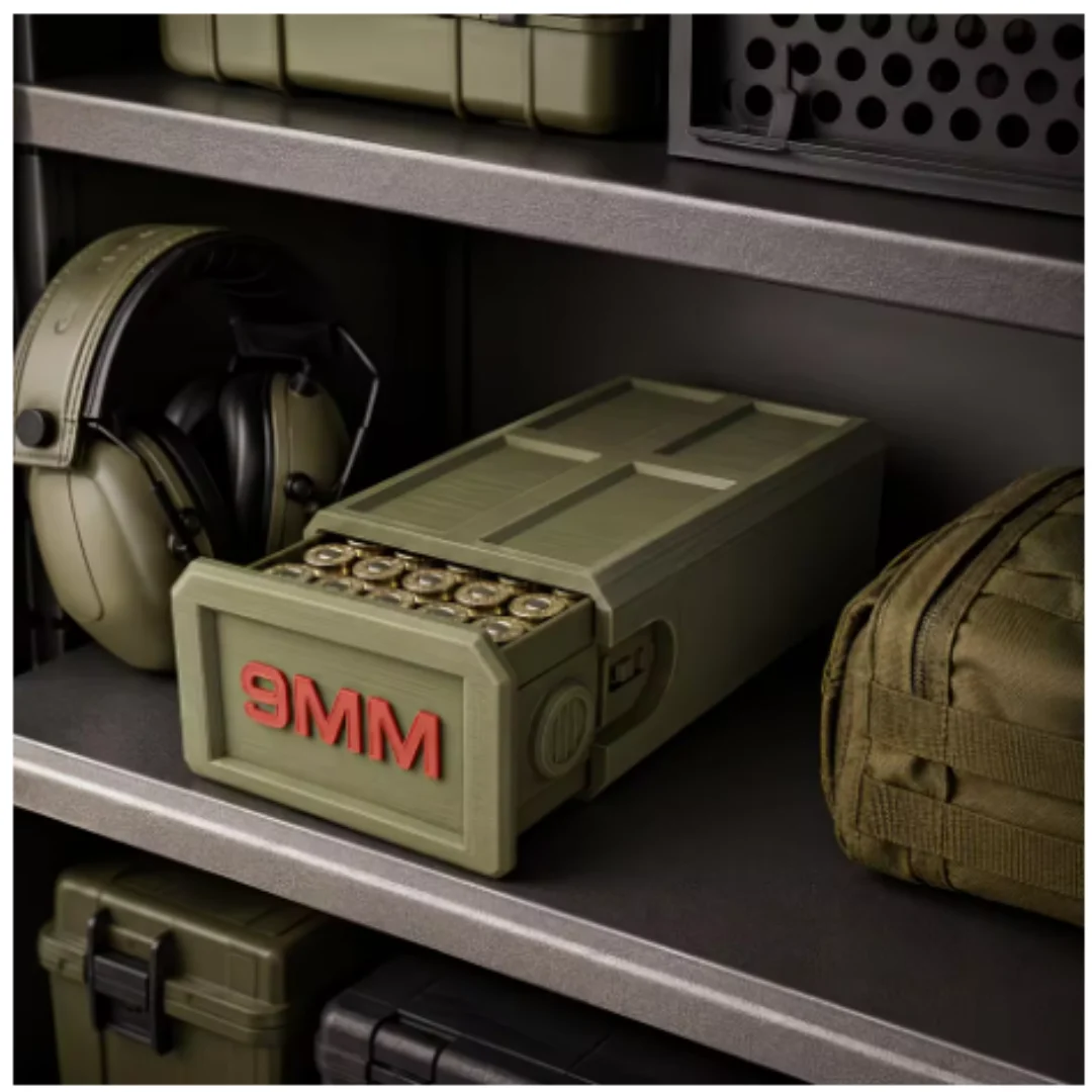 9mm Tactical Ammo Storage Box Sliding Drawer Bullet Organizer Box Portable Outdoor Ammo Box desktop Tool 3D Printed