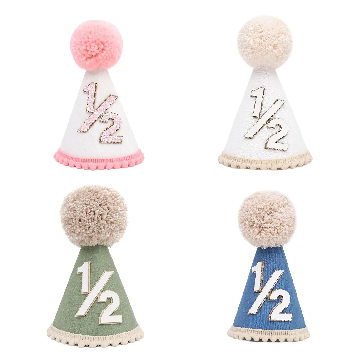 

Праздничная шляпка на 1/2 дня рождения для малышей (мальчиков и девочек), зеленая, розовая, реквизит для фотосессий, украшение на 6 месяцев, подарок для мальчиков