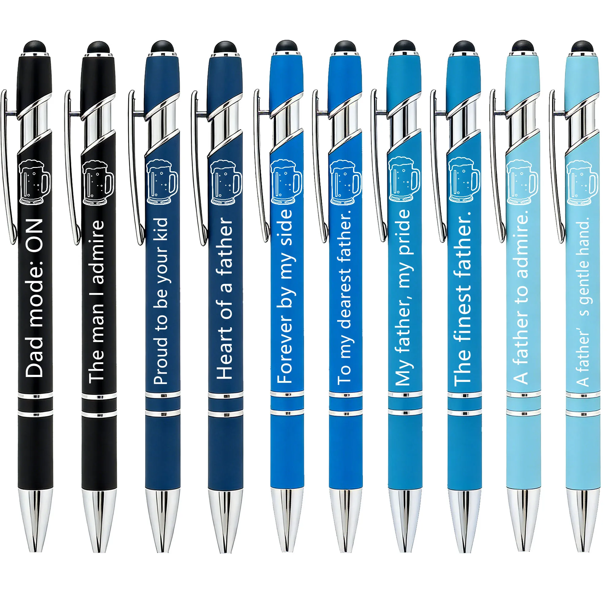 10 pieces / 14 pieces metal touchscreen Father's Day series ballpoint pens. Phrase-activated pens. Father's Day gift pens.
