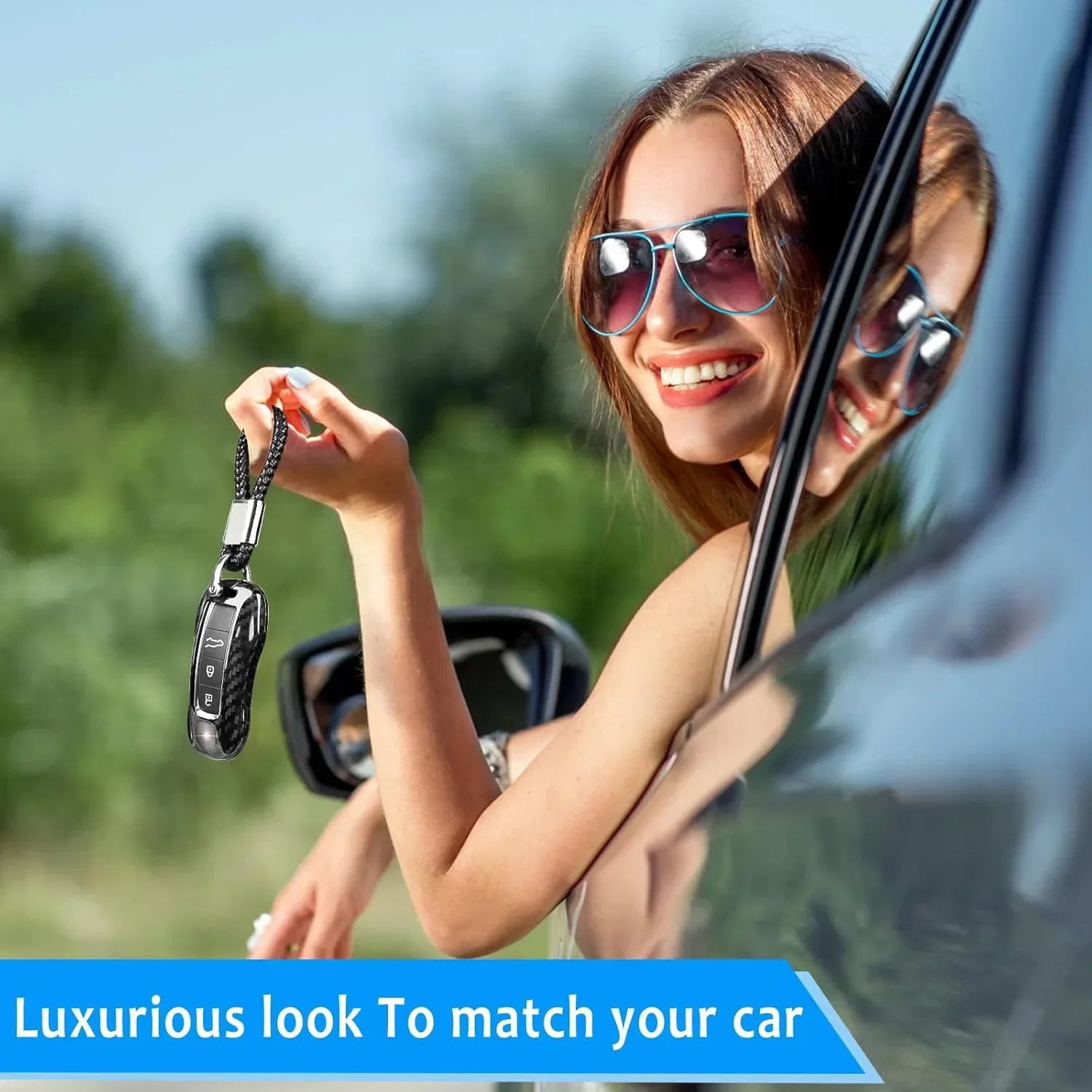 포르쉐용 탄소 섬유 열쇠 고리 커버, 2018-2024 포르쉐 911 카레라 파나메라 타이칸 카이엔 918 키 케이스 쉘 보호대